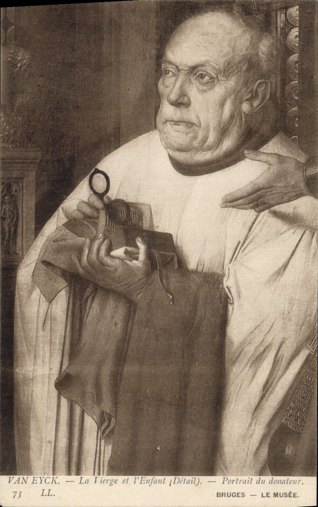 Portrait du donateur — détail du tableau 'La Vierge et l'Enfant' — Van Eyck — Bruges — Le Musée