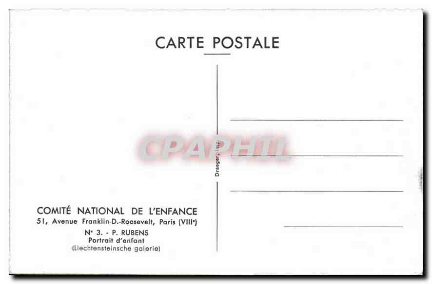 Porträt eines Kindes — P. Rubens — Comité National de l'Enfance, Paris — Rückseite