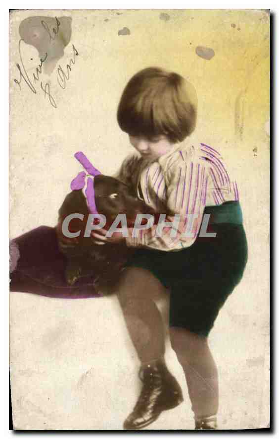 CPA Fantaisie Enfant Garcon Chien