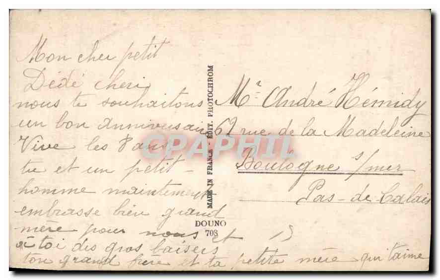 CPA Fantaisie Enfant Garcon Chien — Rückseite