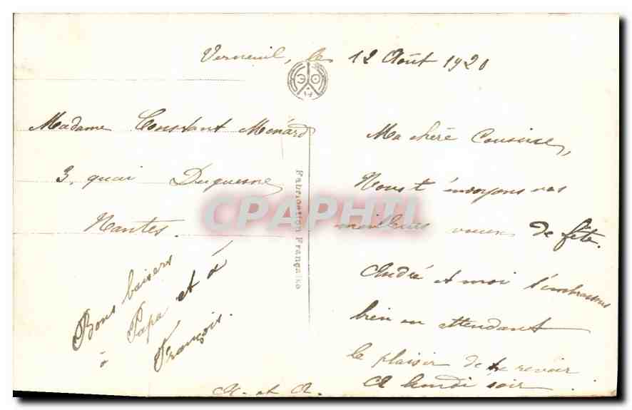 CPA Bonne Fete Fleurs — Verso