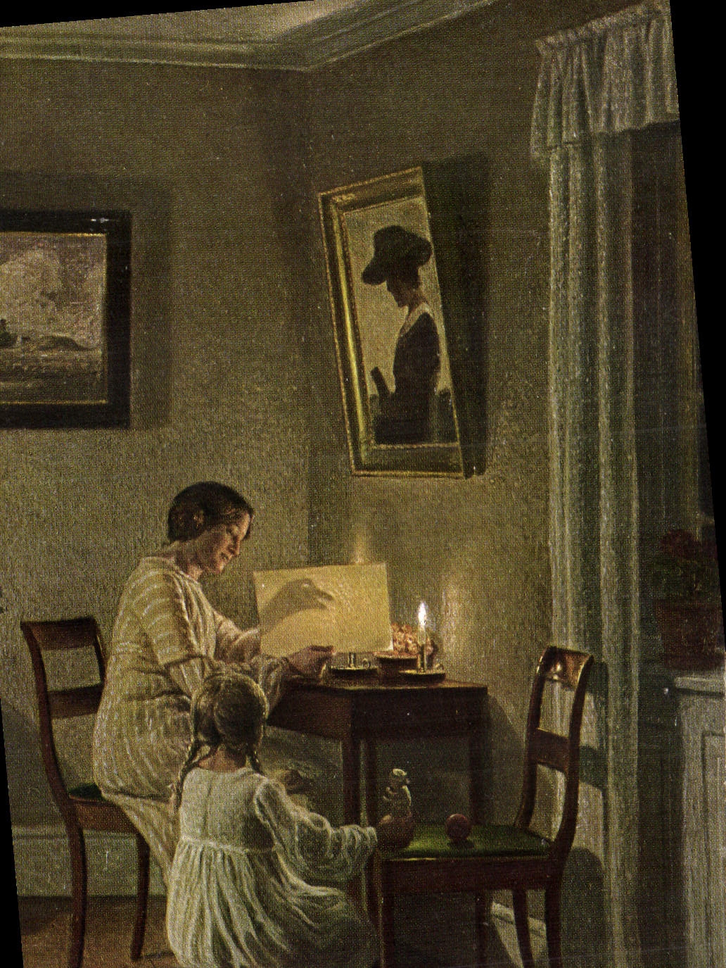 Frau und Kind mit Lampe — Alfred Broge — Verlag Alfred Arthur Schütter & Co. B. Schöneberg, Nr. 627