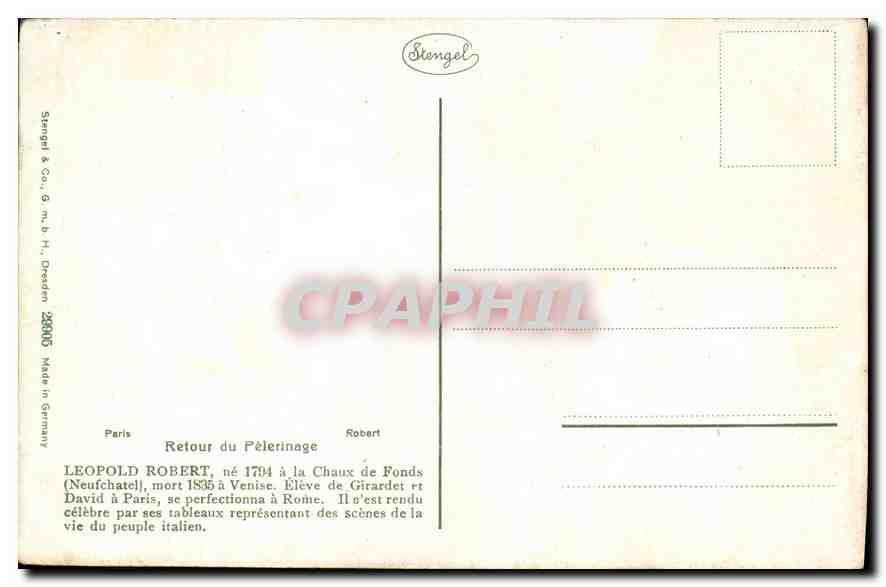 Rückkehr des Pilgerreises — LEOPOLD ROBERT — Stengel & Co. Dresden — Rückseite