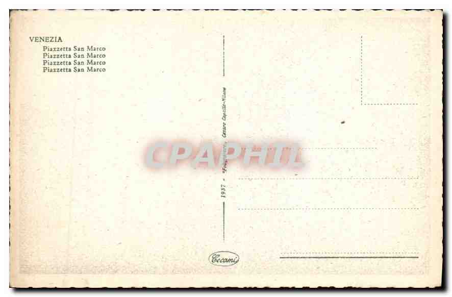 CPA Venezia Piazetta San Marco  — Verso