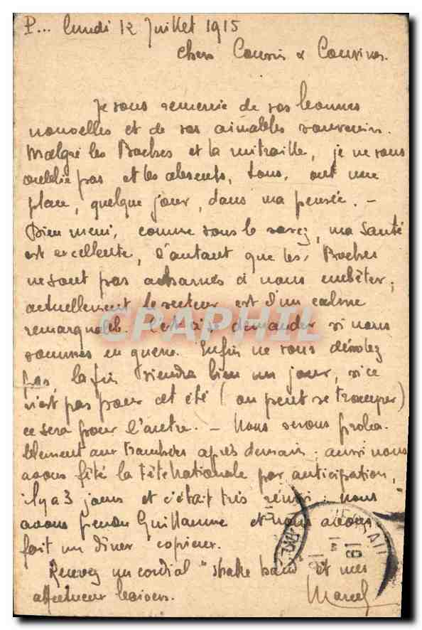 Carte postale a l'usage du militaire Militaria Gougy Versailles — Rückseite