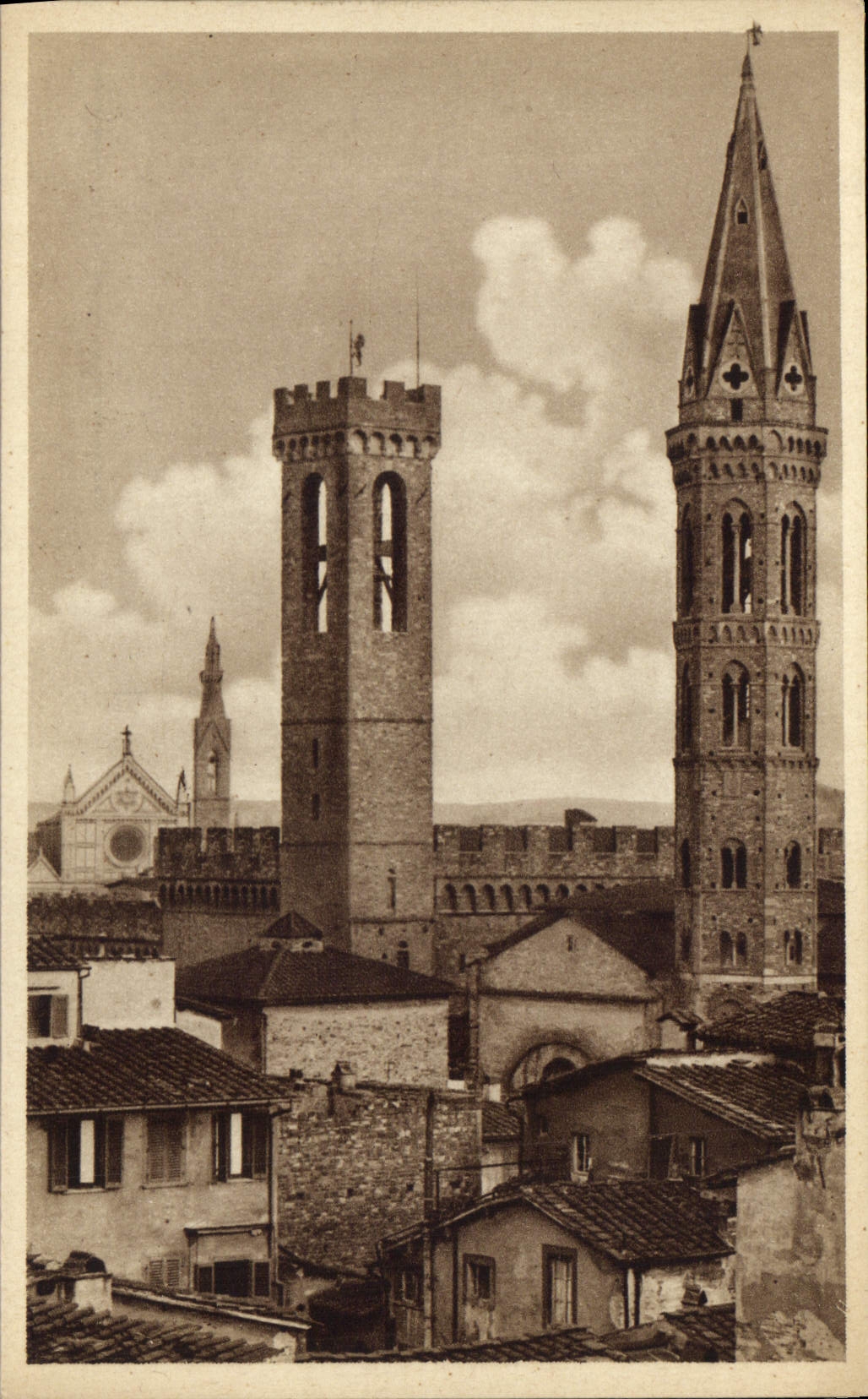 CPA Firenze Torre del Bargello e Campanile di Badia 