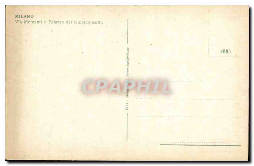 CPA Milano Via Mercanti e Palazzo dei Giureconsulti  — Verso