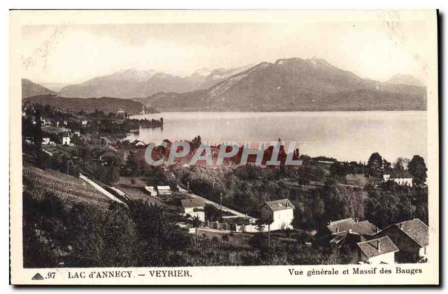 CPA Lac d'Annecy Veyrier Vue generale et Massif des Bauges 