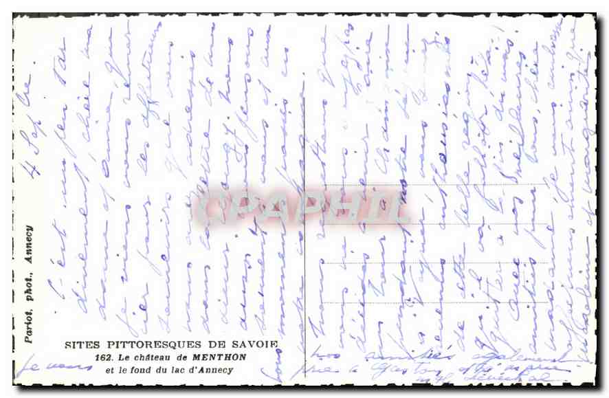 CPA Sites Pittoresques de Savoie Le Chateau de Menthon et le fond du Lac d'Annecy  — Rückseite