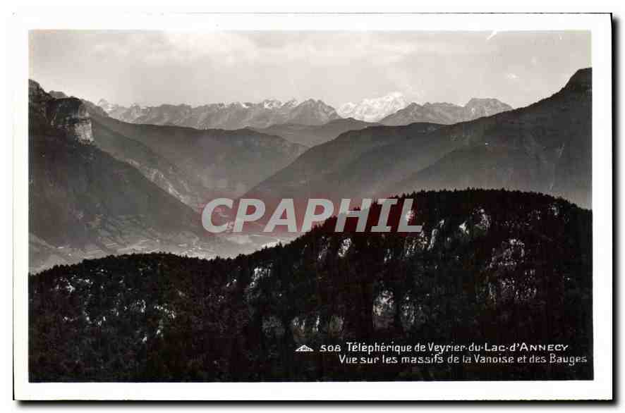 Vue sur les massifs de la Vanoise et des Bauges — Téléphérique de Veyrier-du-Lac-d'Annecy — n° 508