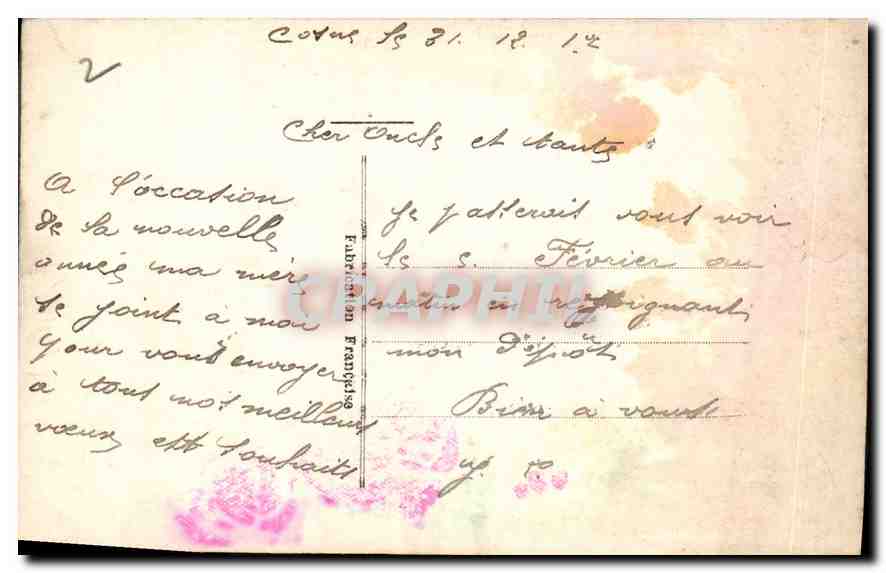CPA Bonne Annee Fleurs — Rückseite