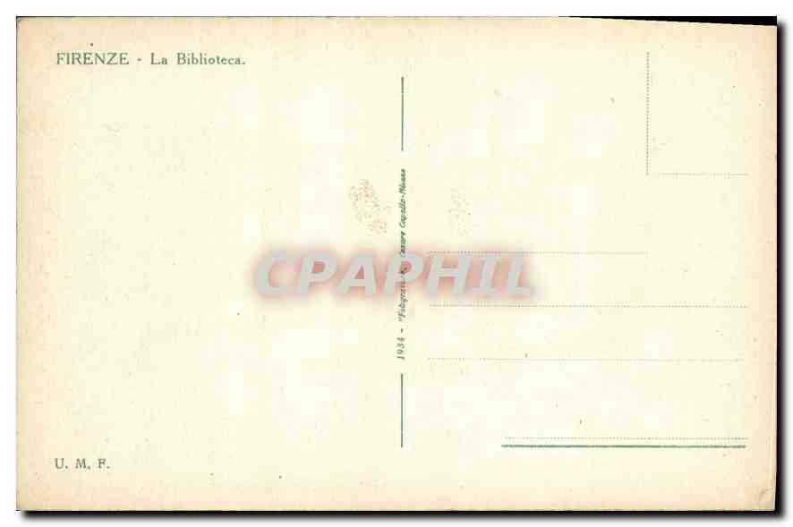 CPA Firenze la Biblioteca Bitbiotheque — Verso