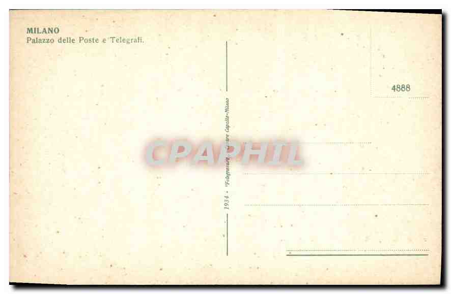 CPA Milano Palazzo delle poste e Telegrali  — Verso
