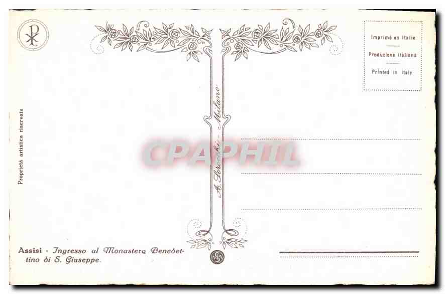 CPA Assisi Ingresso al Monastera Benedet tino di S Giuseppe  — Verso