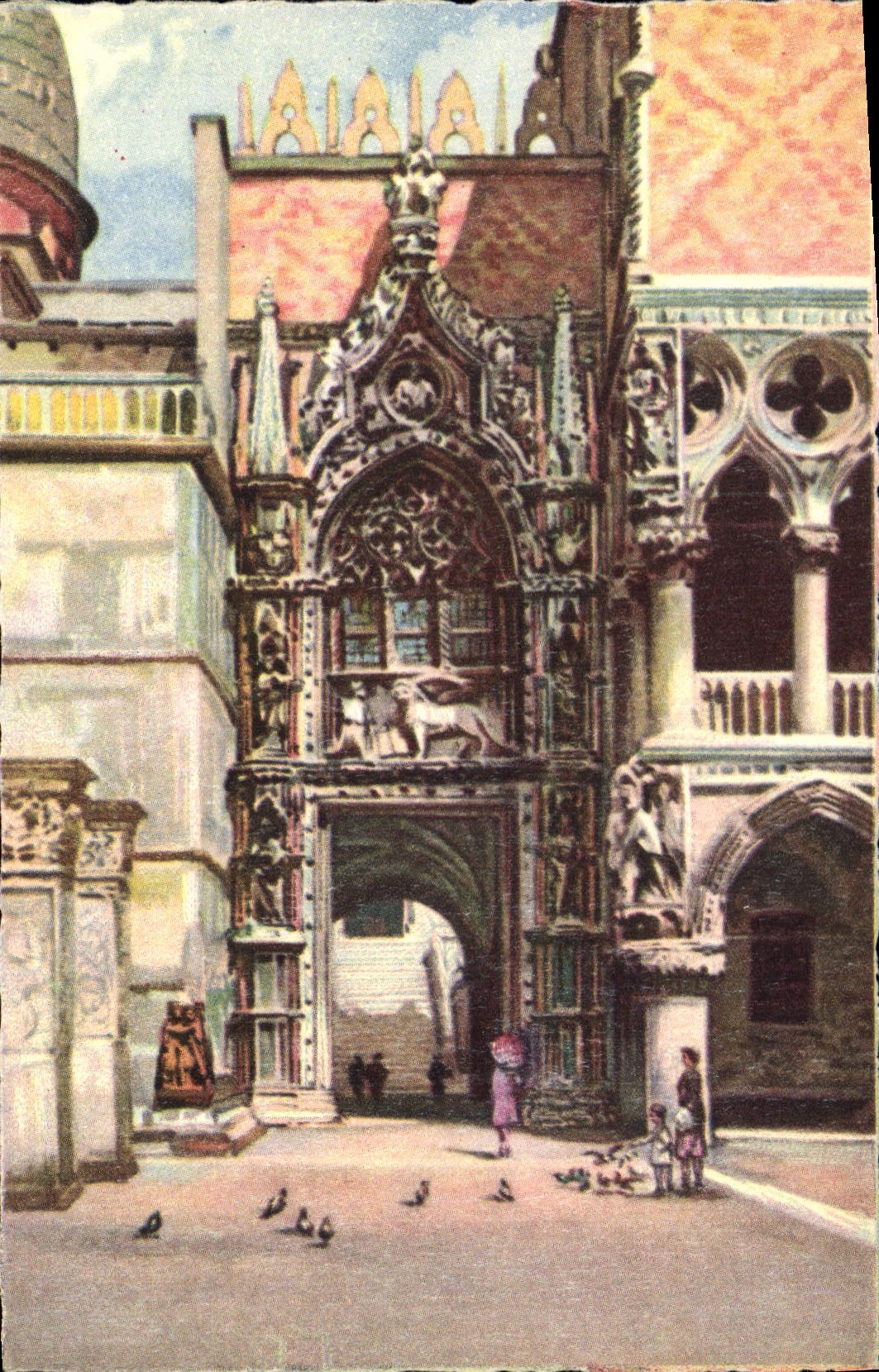 CPA Venezia Porte de la Carta Lion