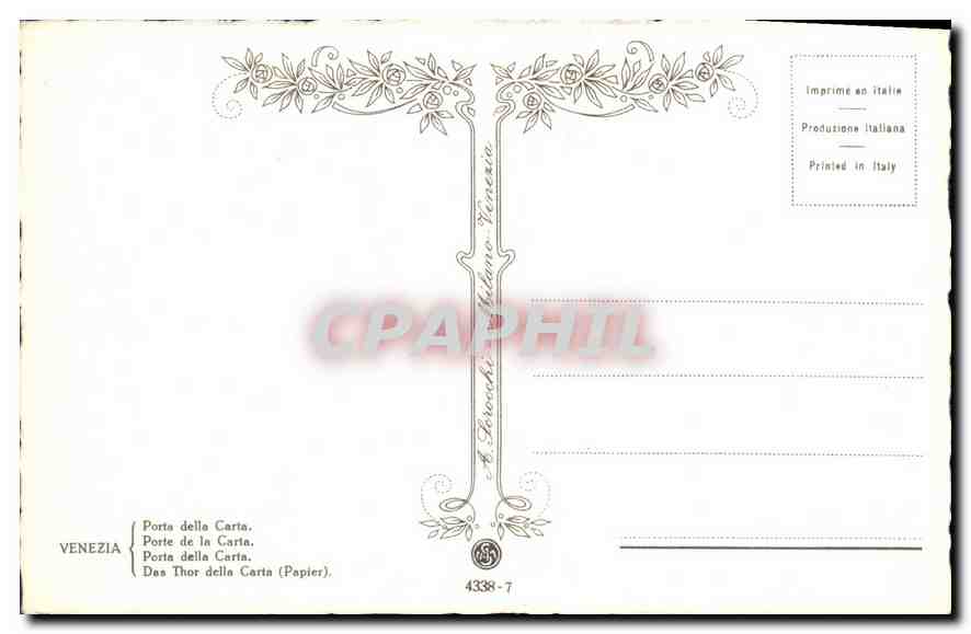 CPA Venezia Porte de la Carta Lion — Verso