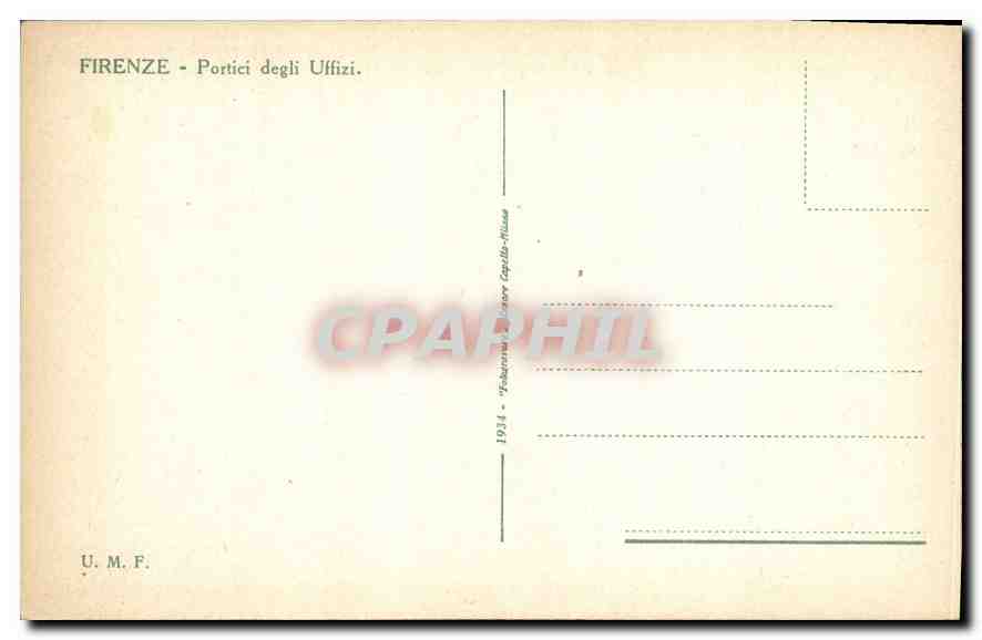 CPA Firenze Portici degli Uffizi  — Verso