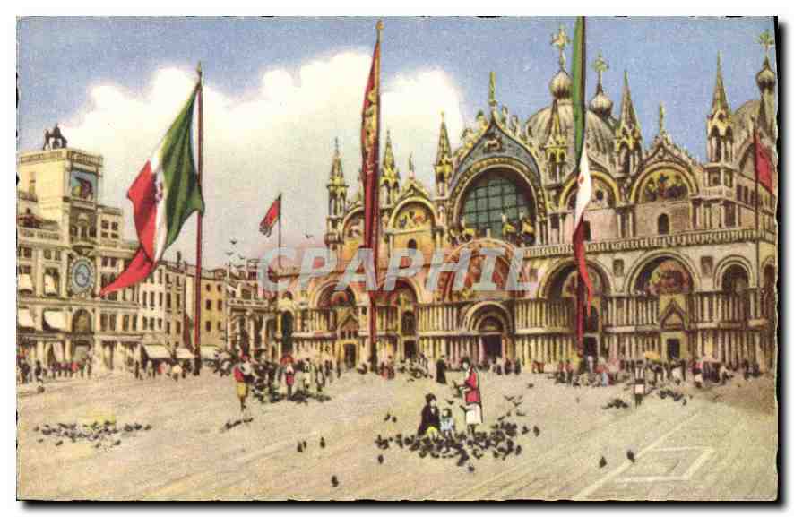 CPA Venezia Basilique de Saint Marc et Tour de l'Horloge 