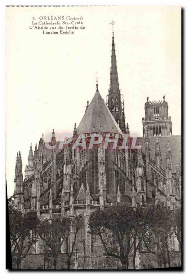 CPA Orleans Loiret la Cathedrale St Croix l'Abside vue du jardin de l'ancien Eveche 