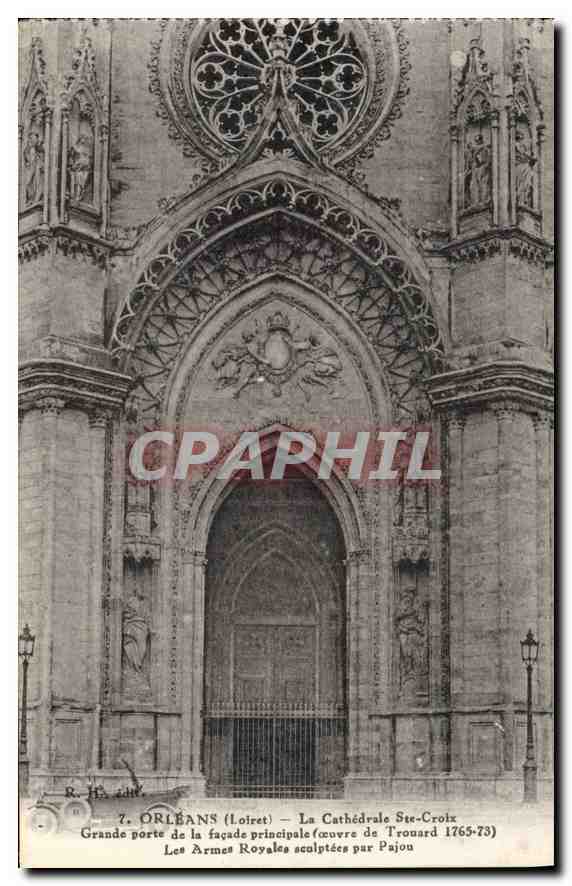 CPA Orleans Loiret la Cathedrale Ste Croix Grande Porte de la facade principale coeuvre de Trouard 1