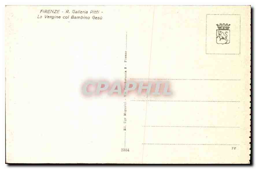 CPA Firenze R Galleria la Vergine Col Bambino Gesu  — Rückseite