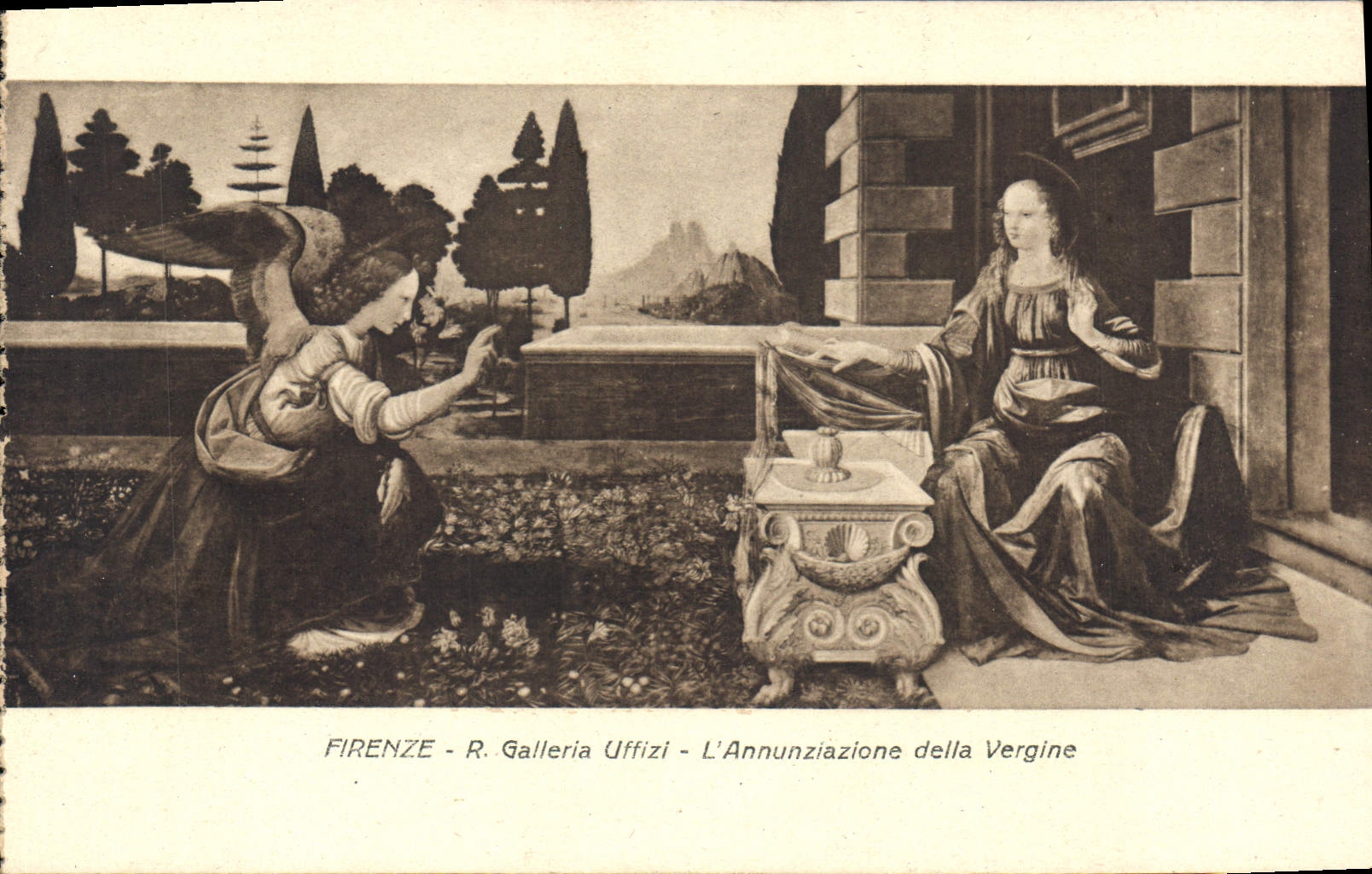 CPA Firenze R Galleria Uffizi l'Annunziazione della Vergine 