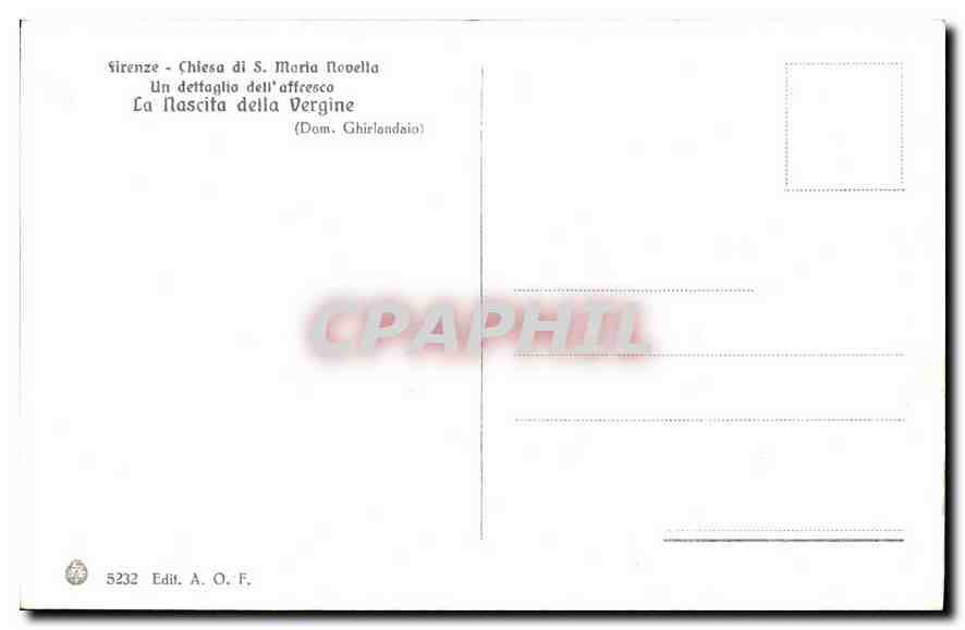 CPA Firenze chiesa di S Maria Novella un detfaglio dell affresco la nascita della Vergine  — Verso