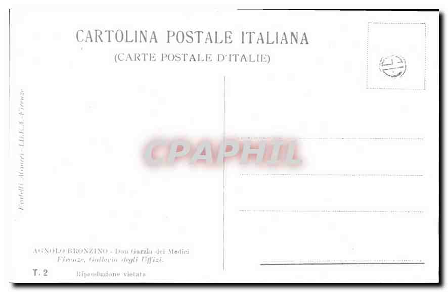 CPA Agzolo Bronzino don Garzin del Modiei Firenze Galleria degli Uffizi  — Rückseite