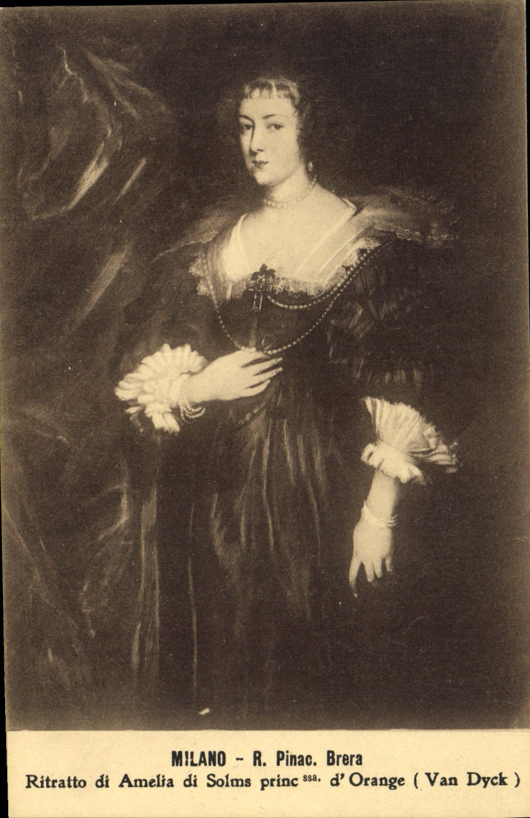 CPA Milano R Pinac Brera Ritratto di Amelia di Solms Princ d'Orange Van Dyck 