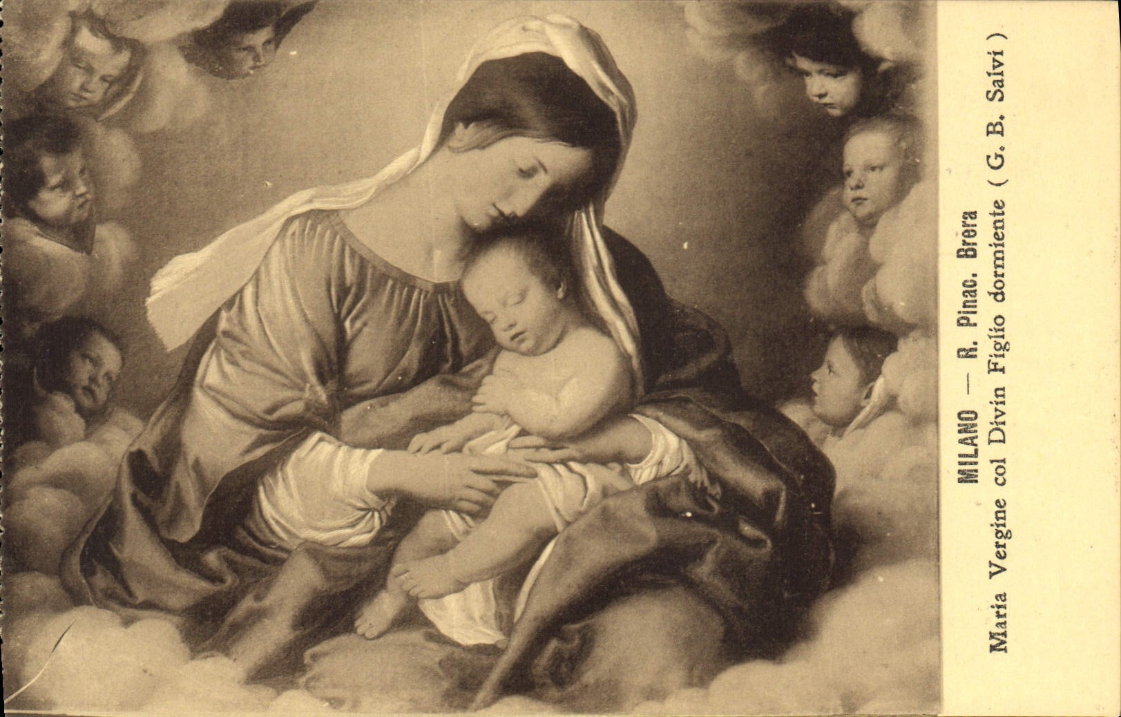 CPA Milano R Pinac Brera Maria Vergine Col divin Figlio dormiente G B Salvi 