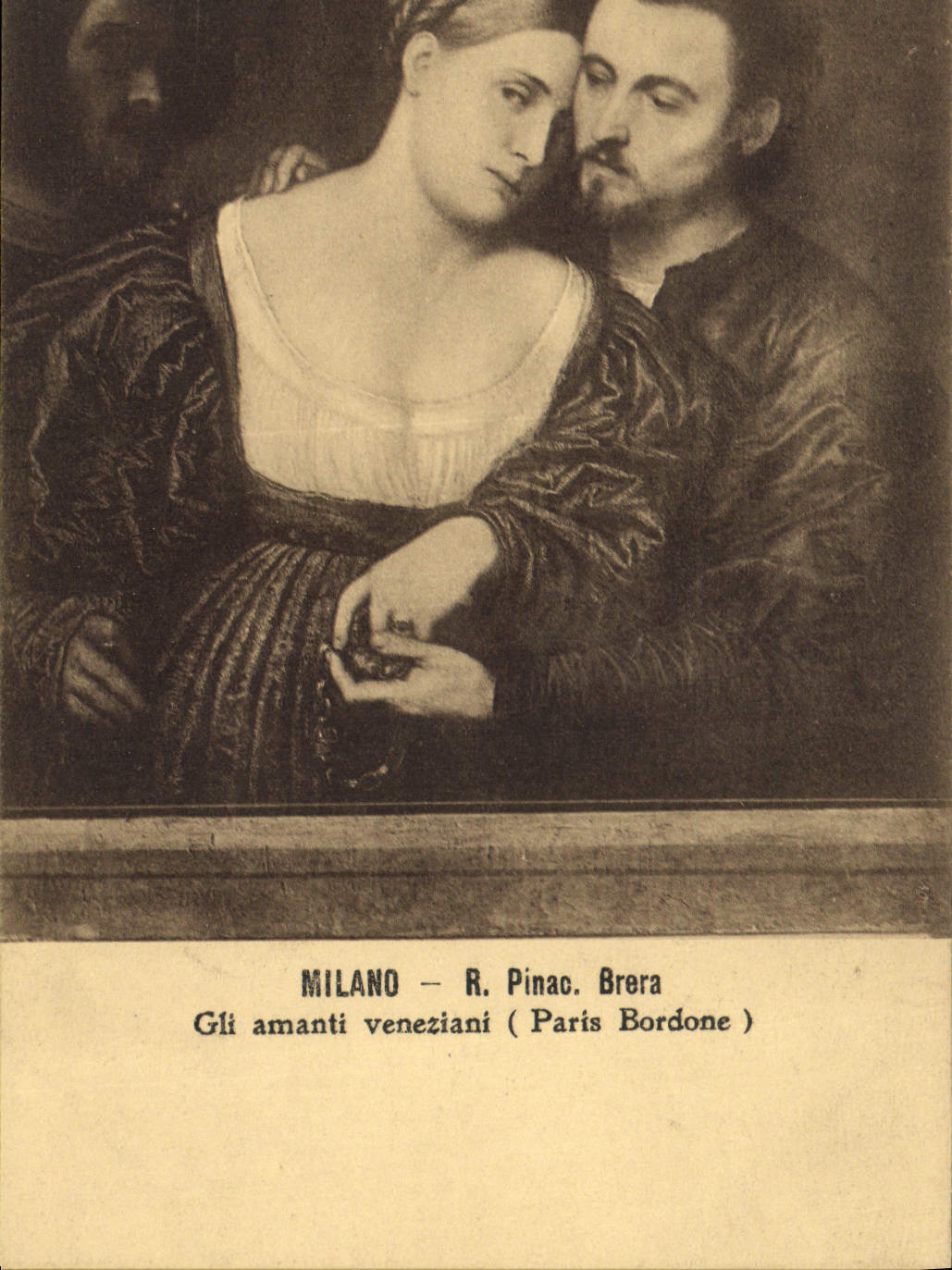 CPA Milano R Pinac Brera Gli amanti veneziani Paris Bordone 