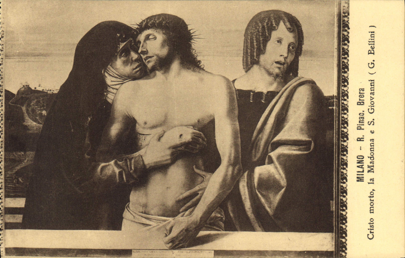 CPA Milano R Pinac Brera Cristo Morto la Madonna e S Giovanni G Bellini 