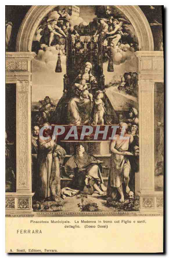 CPA Ferrara Pinacoteca Municipale la Madonne in trono Col Figlio o santi dettaglio Dosso Dossi 