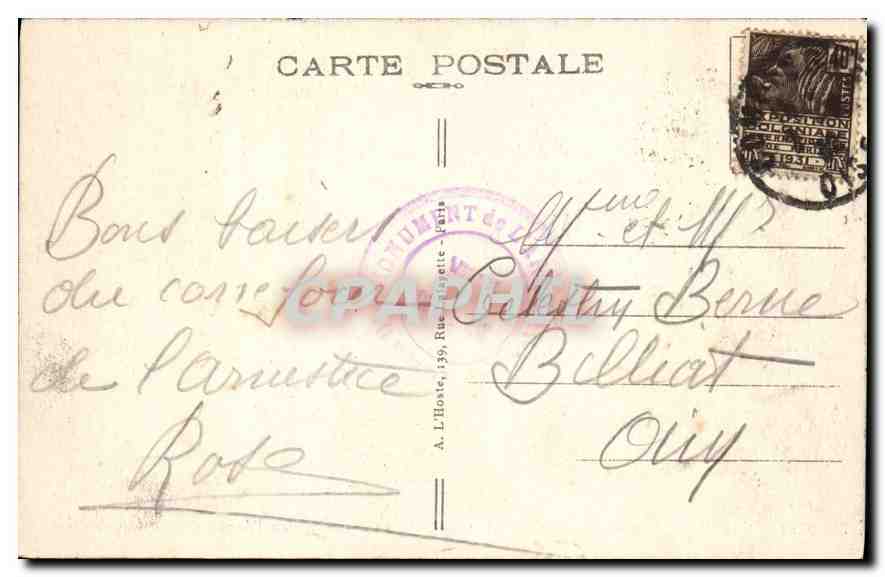 CPA Foret de Compiegne interieur du Wagon du Marechal Foch dans lequel fut signe l'Armistice le 11 N — Rückseite