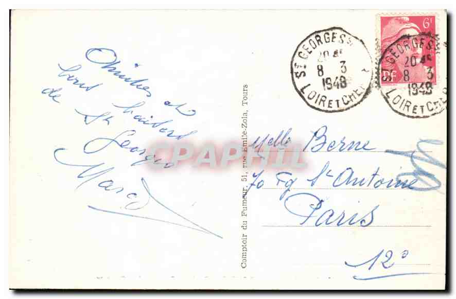 CPA Saint Georges sur Cher L et Ch le Calvaire  — Back