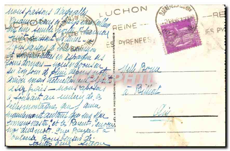Luchon - Passage du Portillon d'Oô - Le Tuc de Montarqué — LL 164, éditeur Luchon — Verso