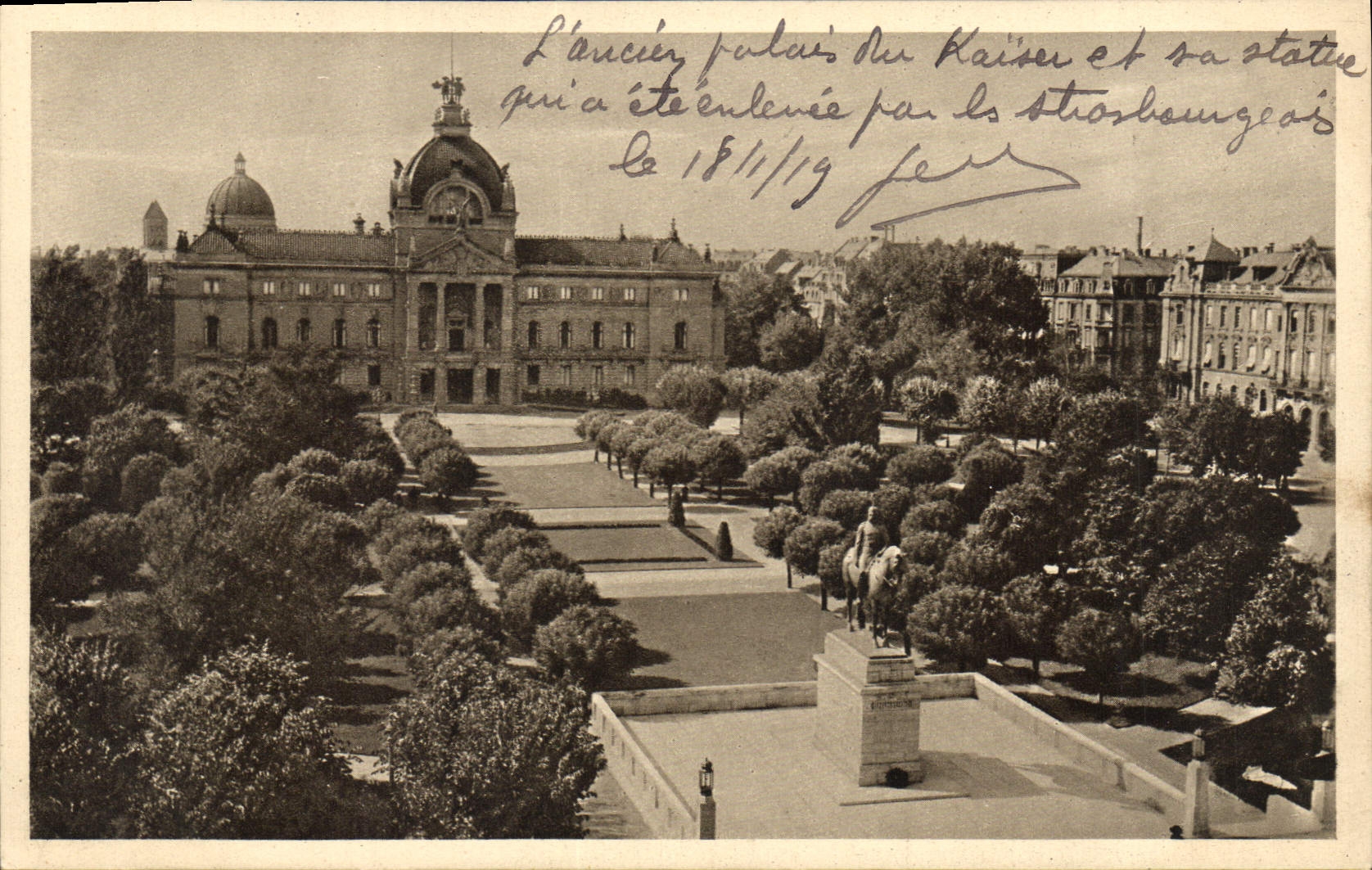 CPA Strassburg Denkmal Kaiser Wilhelm and Kalserpalast 