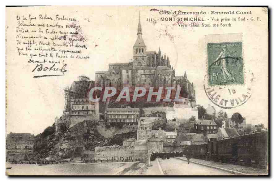 CPA Cote d'Emeraude Emerald Coast Mont St Michel vue prise du Sud Train