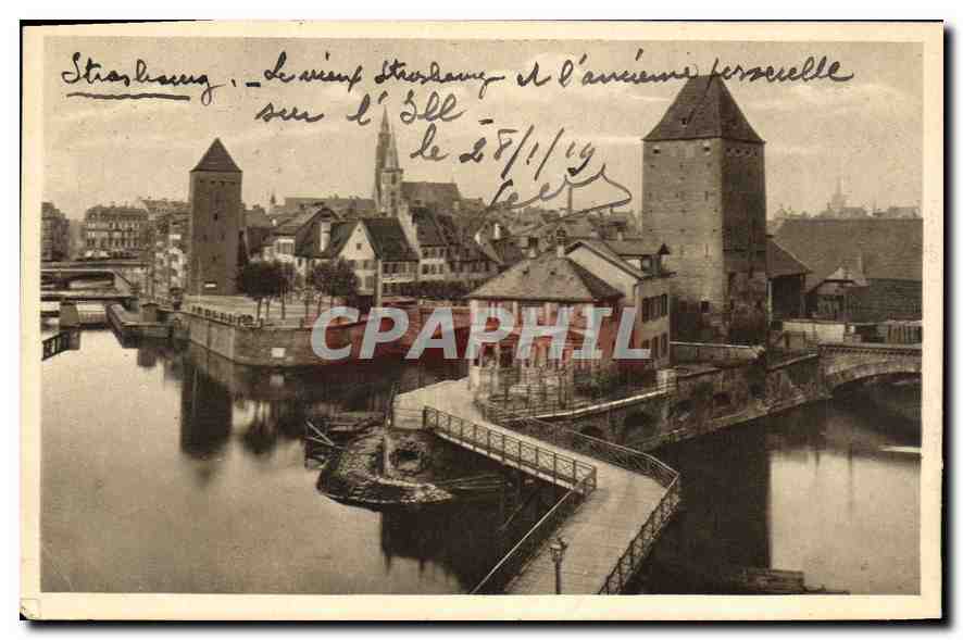 CPA Strassburg Blick V D gedeckten Brueken 