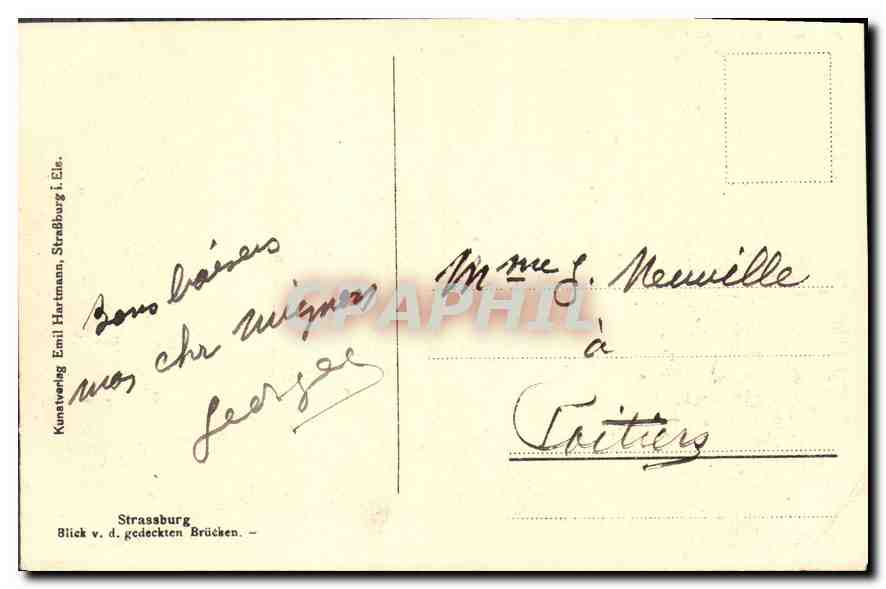 CPA Strassburg Blick V D gedeckten Brueken  — Rückseite