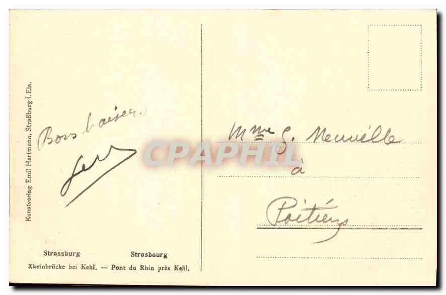 CPA Strasbourg Pont du Rhin pres Kehl  — Rückseite