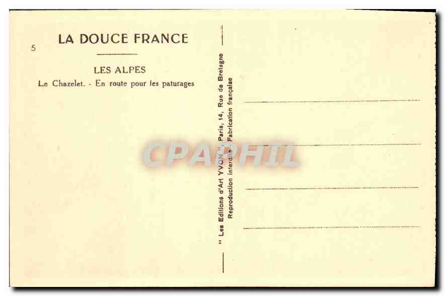 Le Chazelet — En route pour les paturages — Les Éditions d'Art Yvon, Paris — Verso