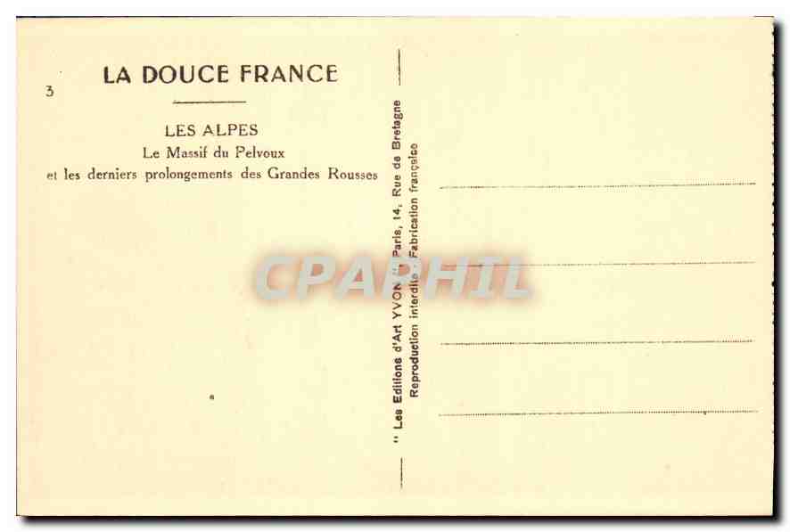 CPA Les Alpes le Massif du Pelvoux et les derniers prolongements des Grandes Rousses  — Rückseite