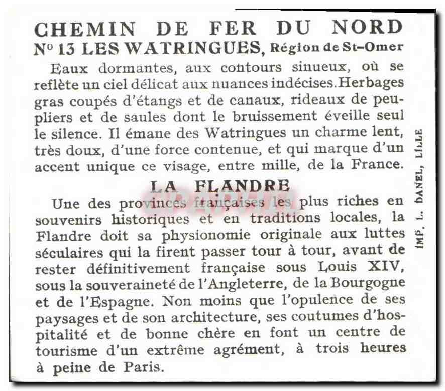 Chemin de Fer du Nord — Les Watringues — Flandre — Imp. L. Danel, Lille — Back