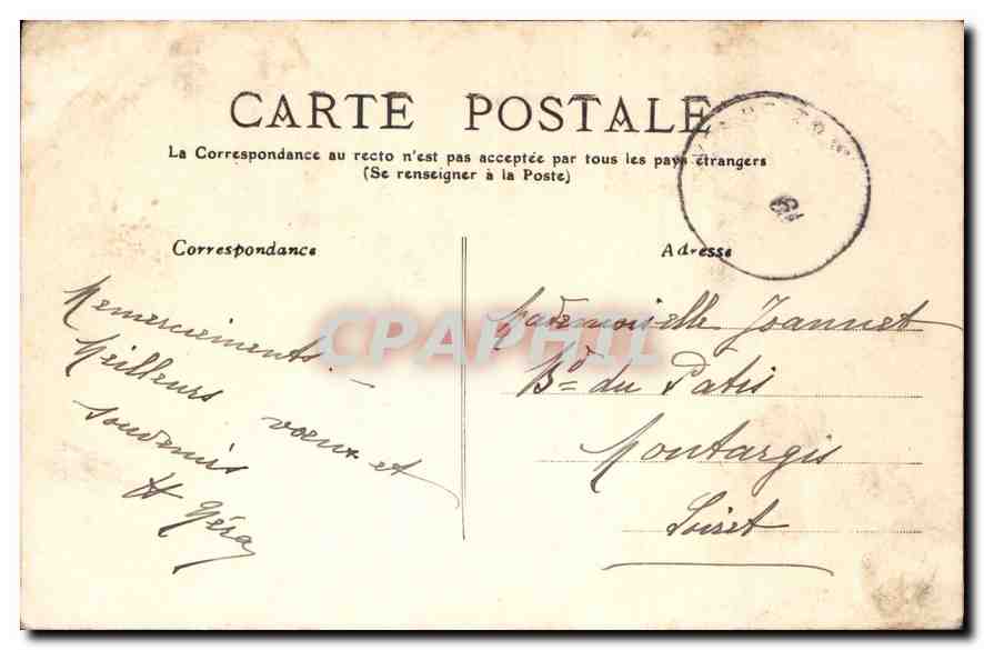 CPA Villeneuve sur Yonne Boulevard Victor Hugo  — Verso