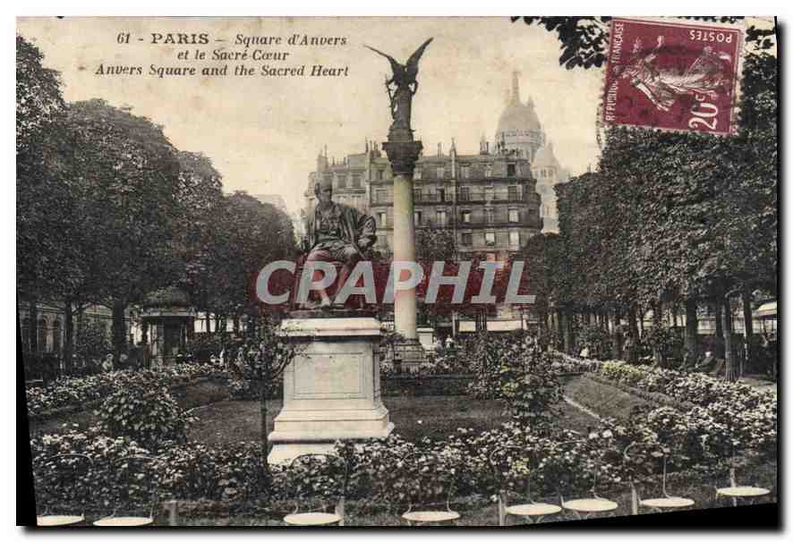 Parijs - Place d'Anvers en het Sacré-Cœur — uitgever niet zichtbaar, serie-nummer 61