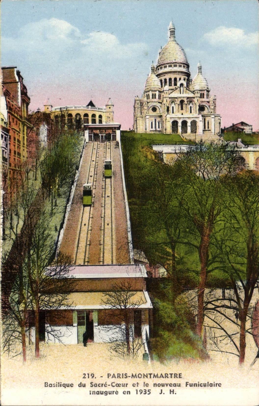 CPA Paris Montmartre BAsilique du Sacre Coeur et le Nouveau Funiculaire inaugure en 1935 