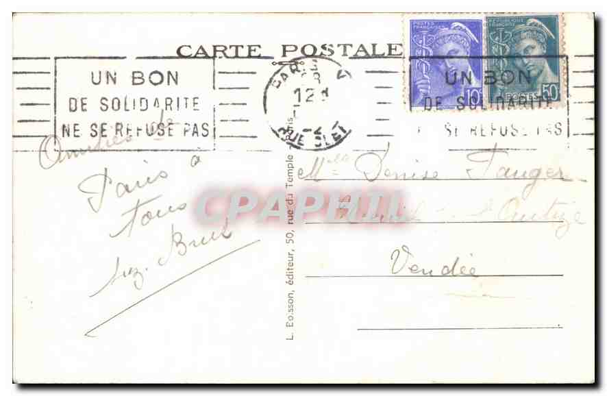 CPA Paris Montmartre BAsilique du Sacre Coeur et le Nouveau Funiculaire inaugure en 1935  — Rückseite