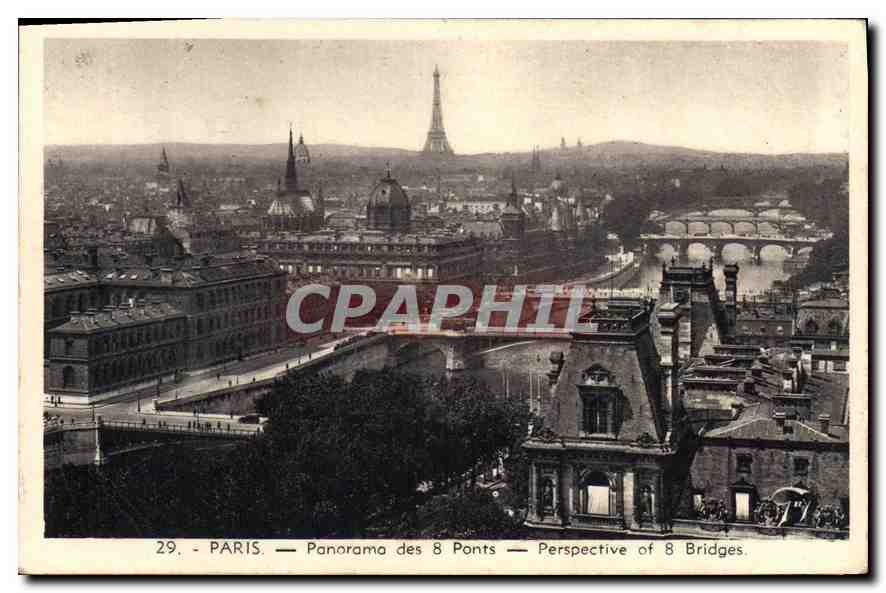 CPA Paris Panorama des 8 ponts Tour Eiffel