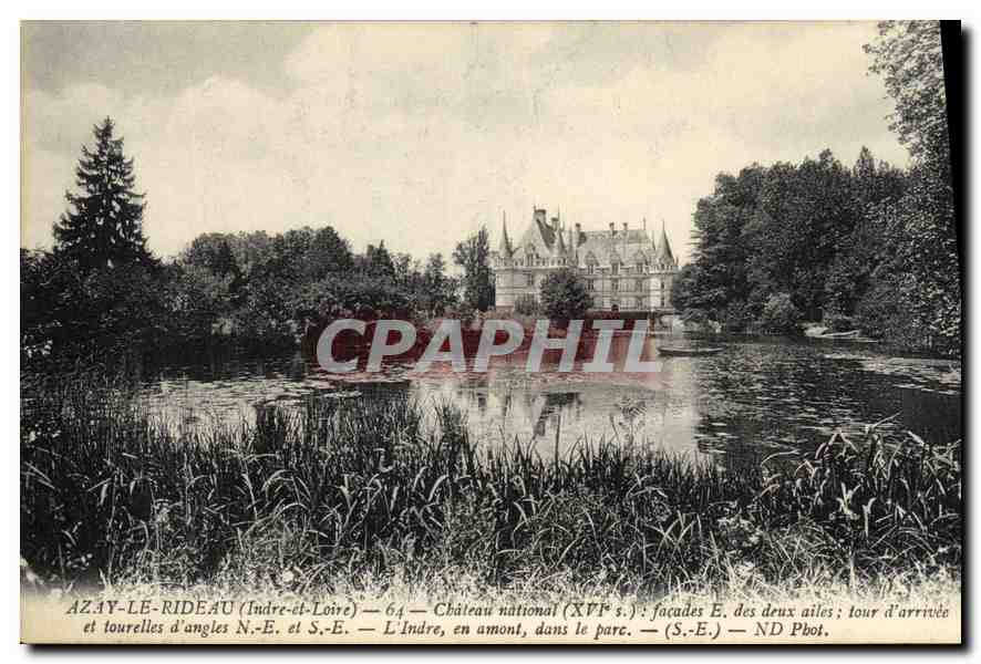 CPA Azay le Rideau Indre et Loire Chateau national facades E des ailes tour d'arrivee et tourelles d